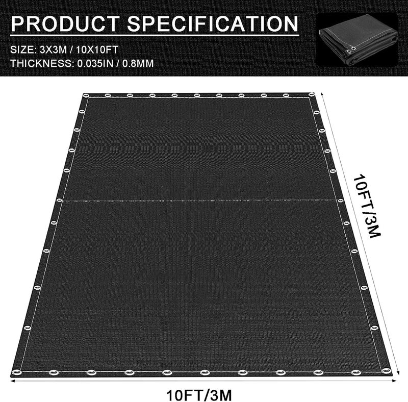 MULMART Welding Blanket 10X10FT, 922GSM, Black, Heavy Duty Welding Blanket, Fireproof Welding Blanket, 1/3”(8mm) Thickness, Large Welding Fireproof Thermal Resistant - Image 2